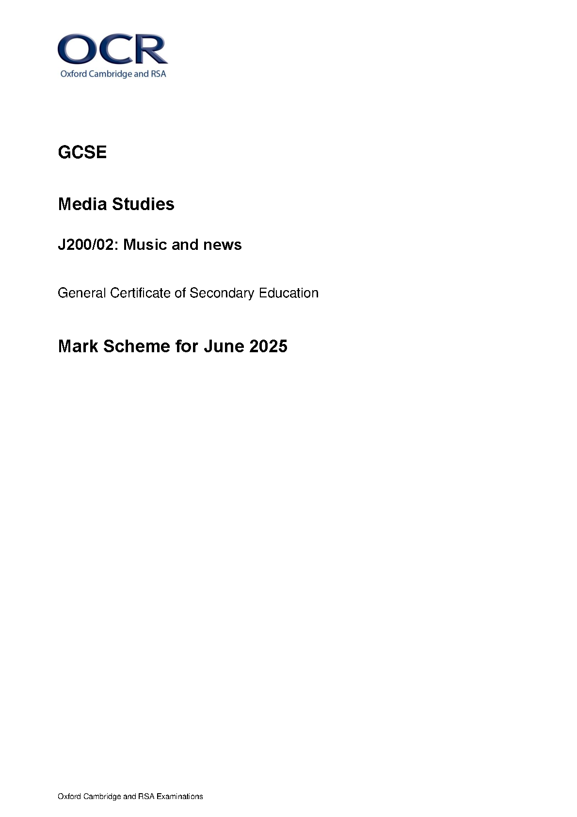 OCR GCSE Media Studies Paper 2 2025 Mark Scheme IMG-1