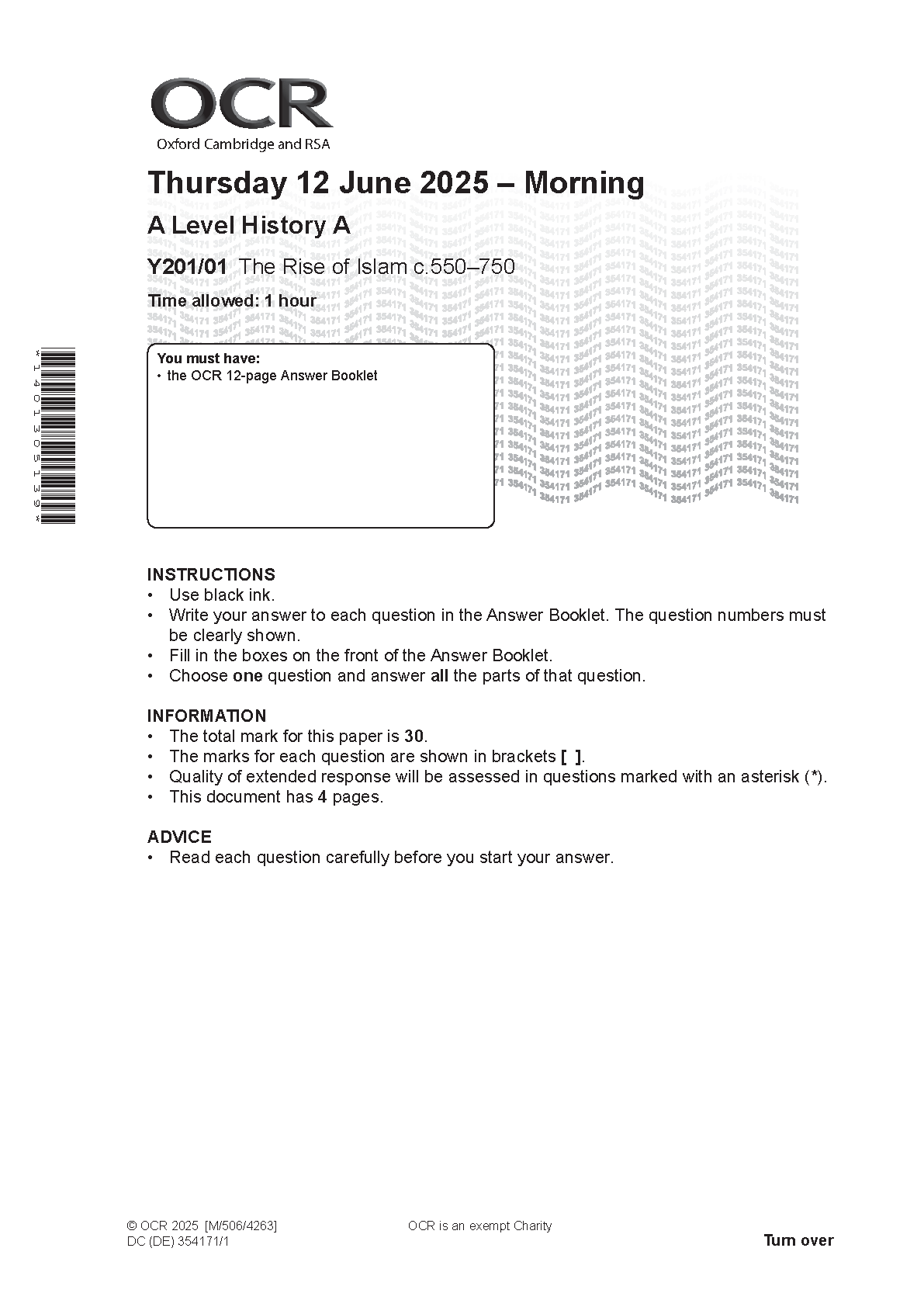 OCR A Level History A Rise of Islam 2025 Question Paper IMG-1