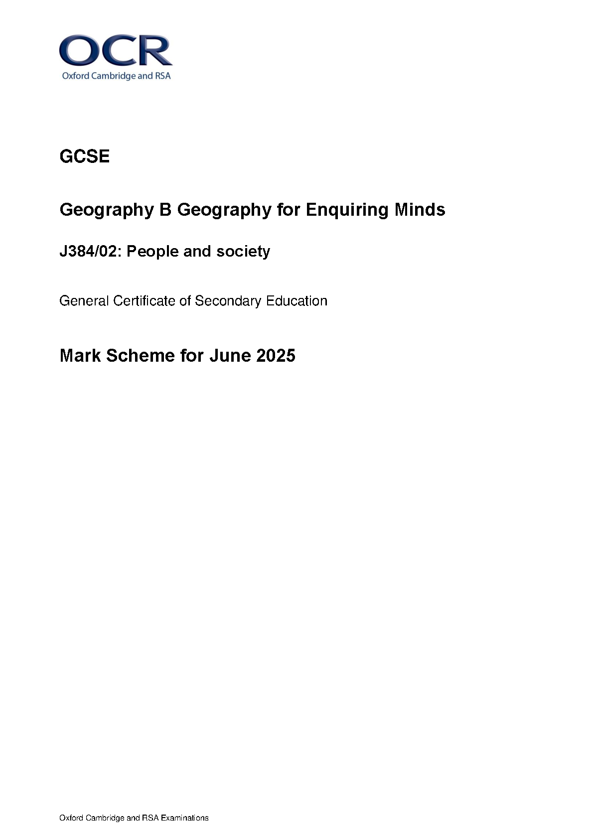 OCR GCSE Geography B Paper 2 2025 Mark Scheme PDF IMG-1