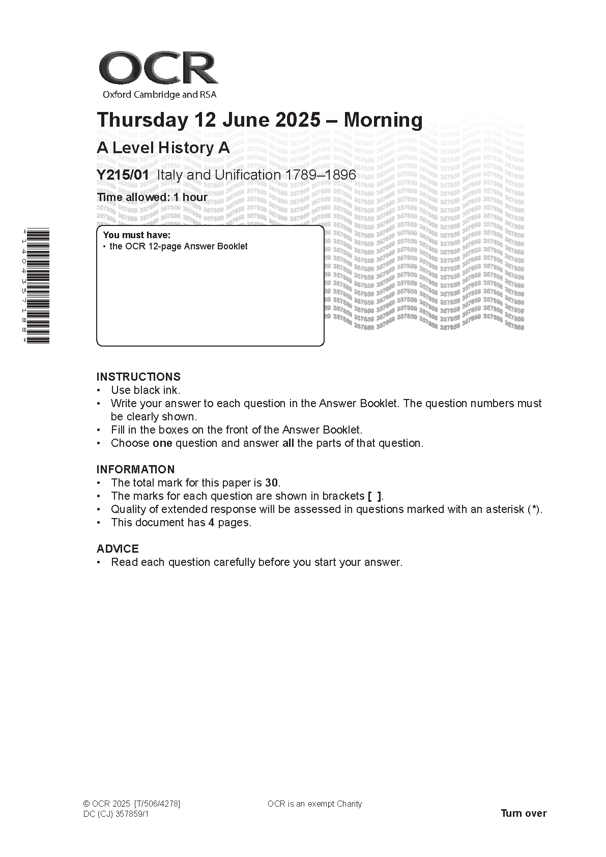OCR A Level History A Italy and Unification 2025 QP IMG-1