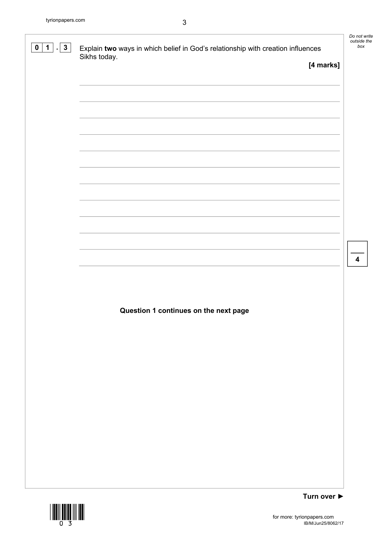 AQA GCSE Religious Studies A paper 1 2025 Question Paper IMG-3