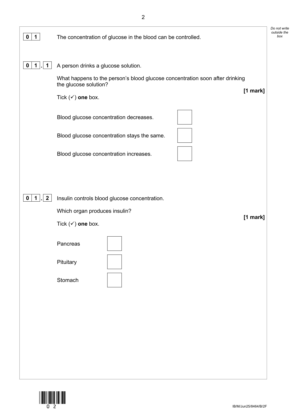 AQA GCSE Trilogy Biology 2F 2025 Question Paper PDF