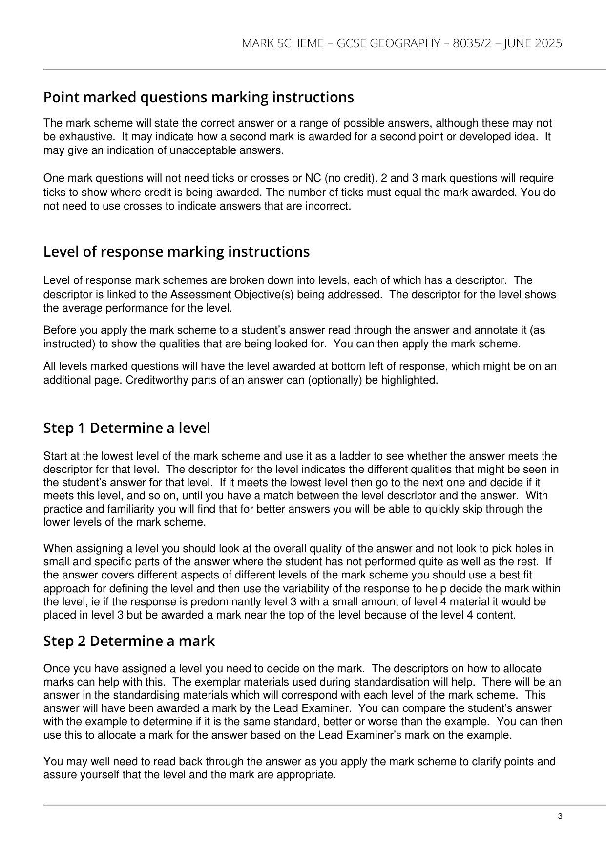 AQA GCSE Geography Paper 2 2025 Mark Scheme IMG-3