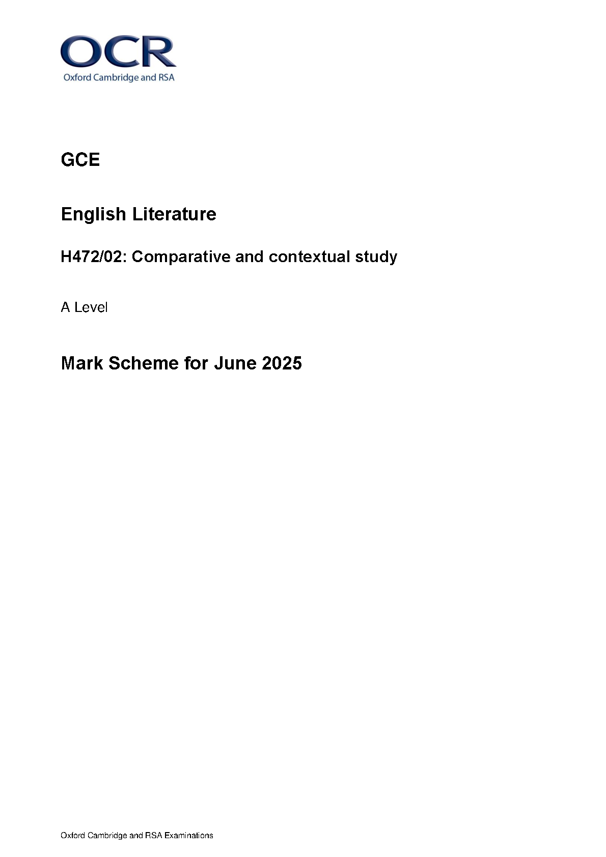 OCR A Level English Literature Paper 2 2025 Mark Scheme IMG-1