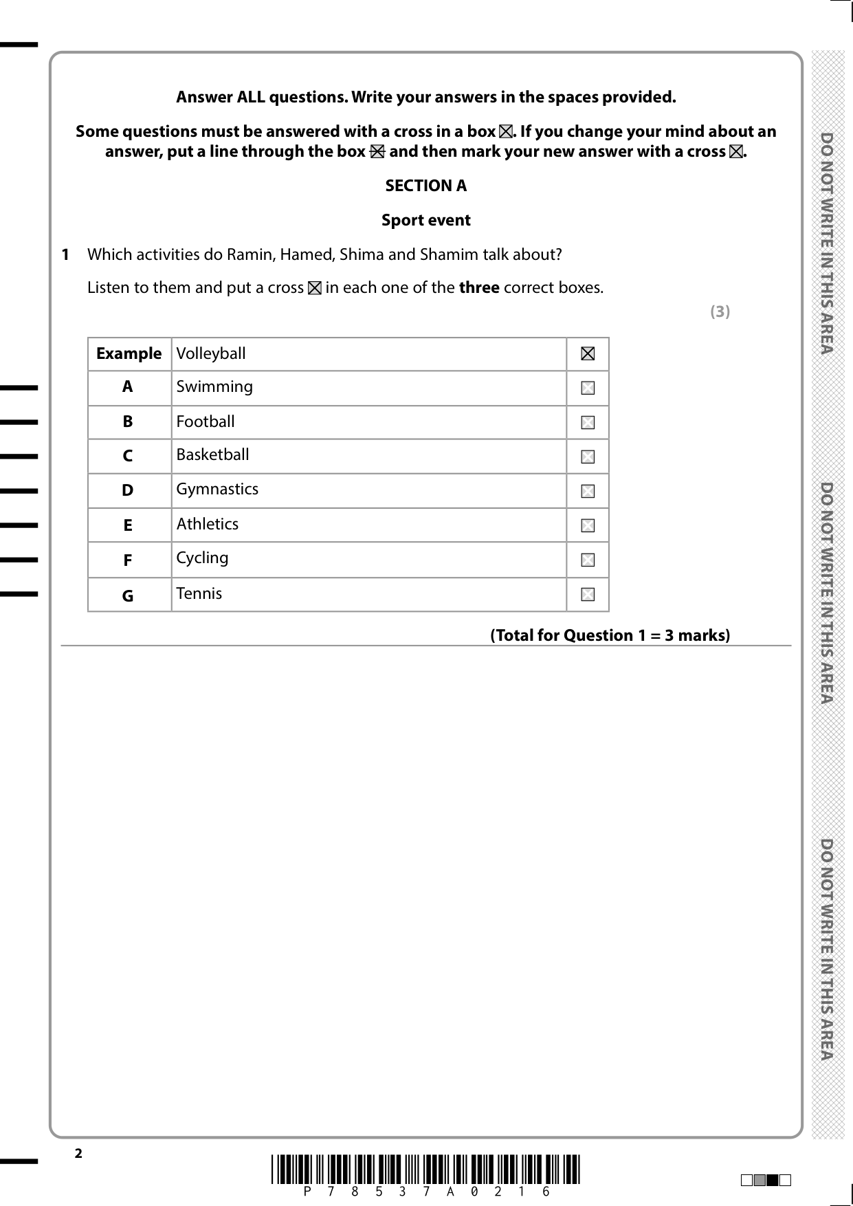 Pearson Edexcel GCSE Persian Paper 1F 2025 Question Paper