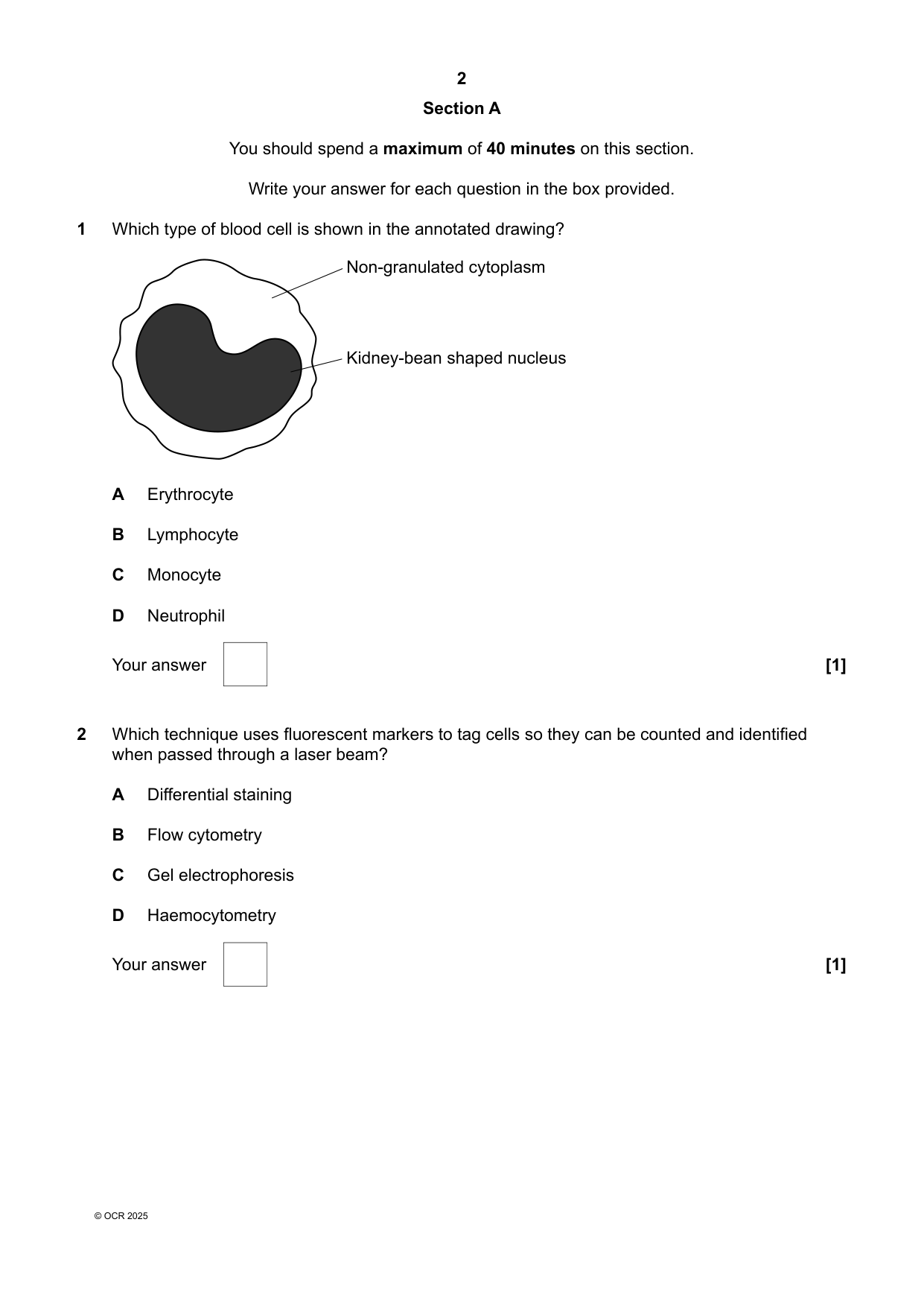 OCR A Level Biology B Paper 1 2025 Question Paper