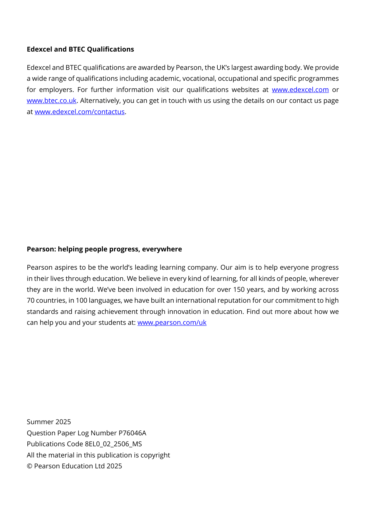 Pearson Edexcel AS Language and Literature 2025 Paper 2 MS