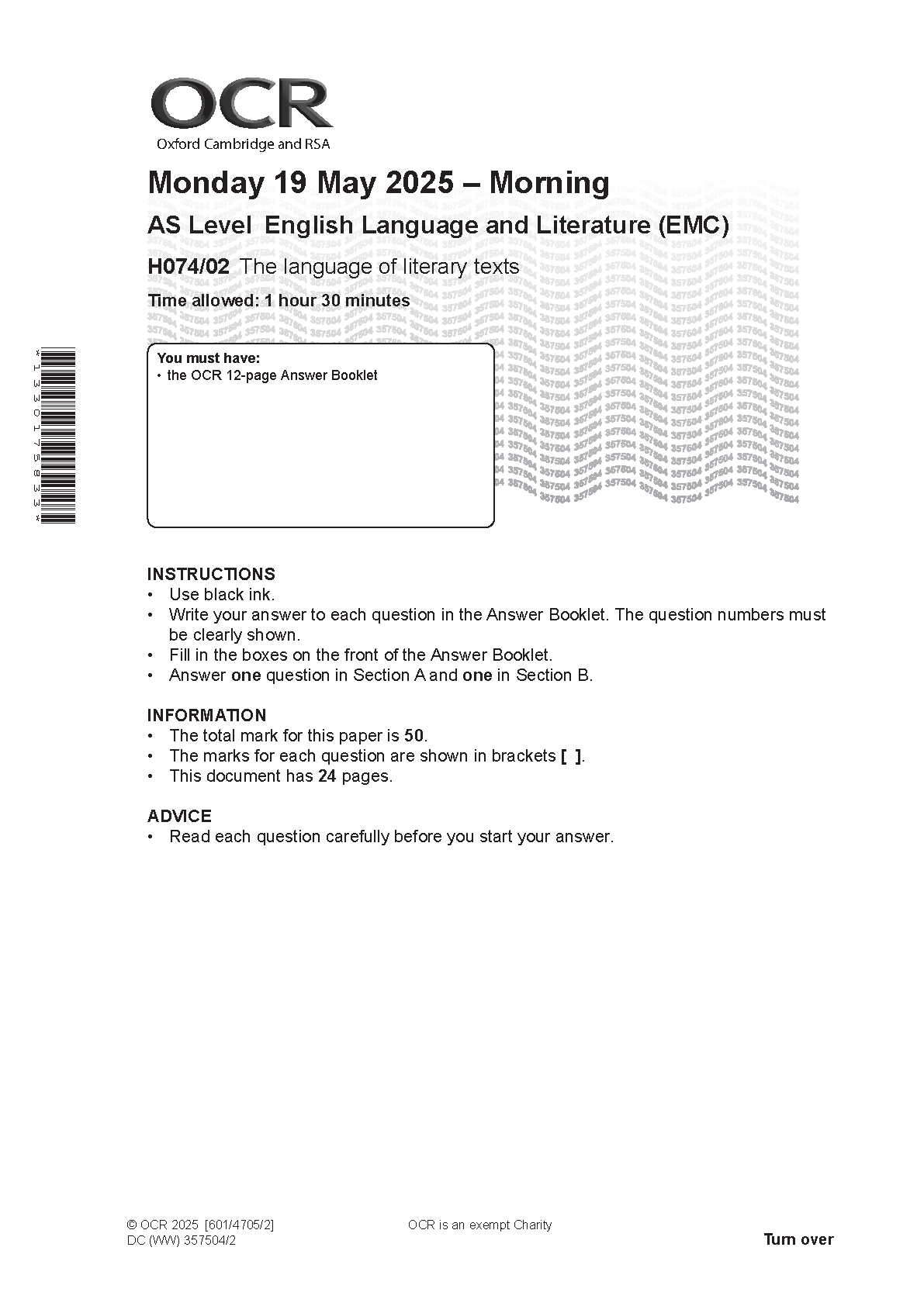 OCR AS English Language and Literature Paper 2 2025 QP IMG-1