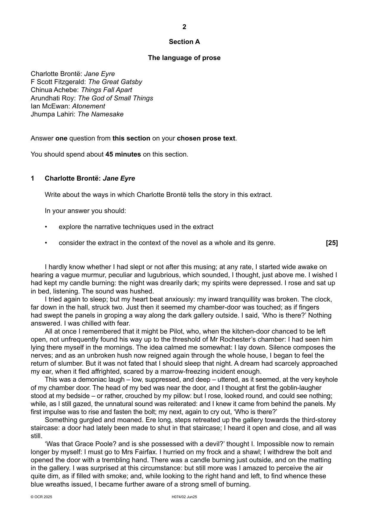 OCR AS English Language and Literature Paper 2 2025 QP