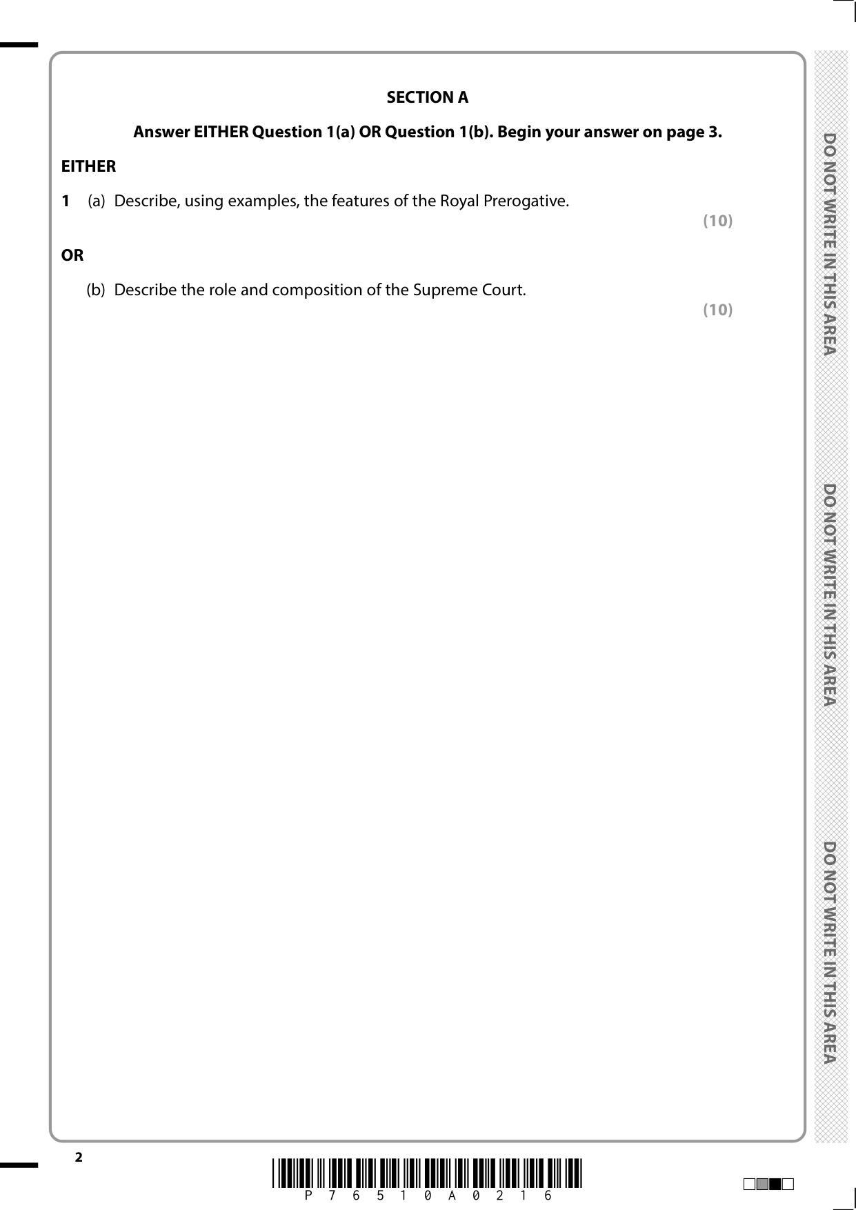Pearson Edexcel AS Politics Paper 2 2025 QuestionT Paper PDF