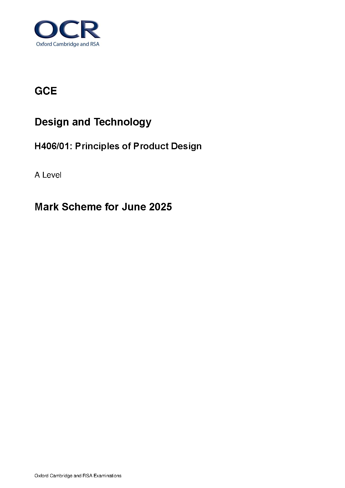 OCR A Level Product Design Paper 1 Mark Scheme IMG-1