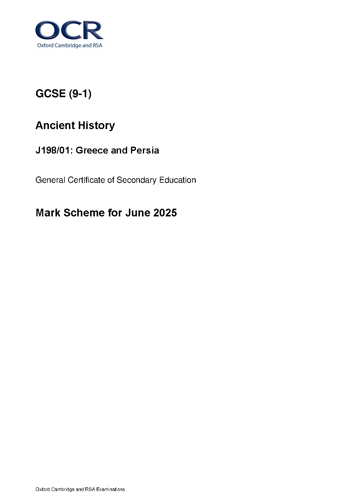OCR GCSE Ancient History Paper 1 2025 Mark Scheme IMG-1