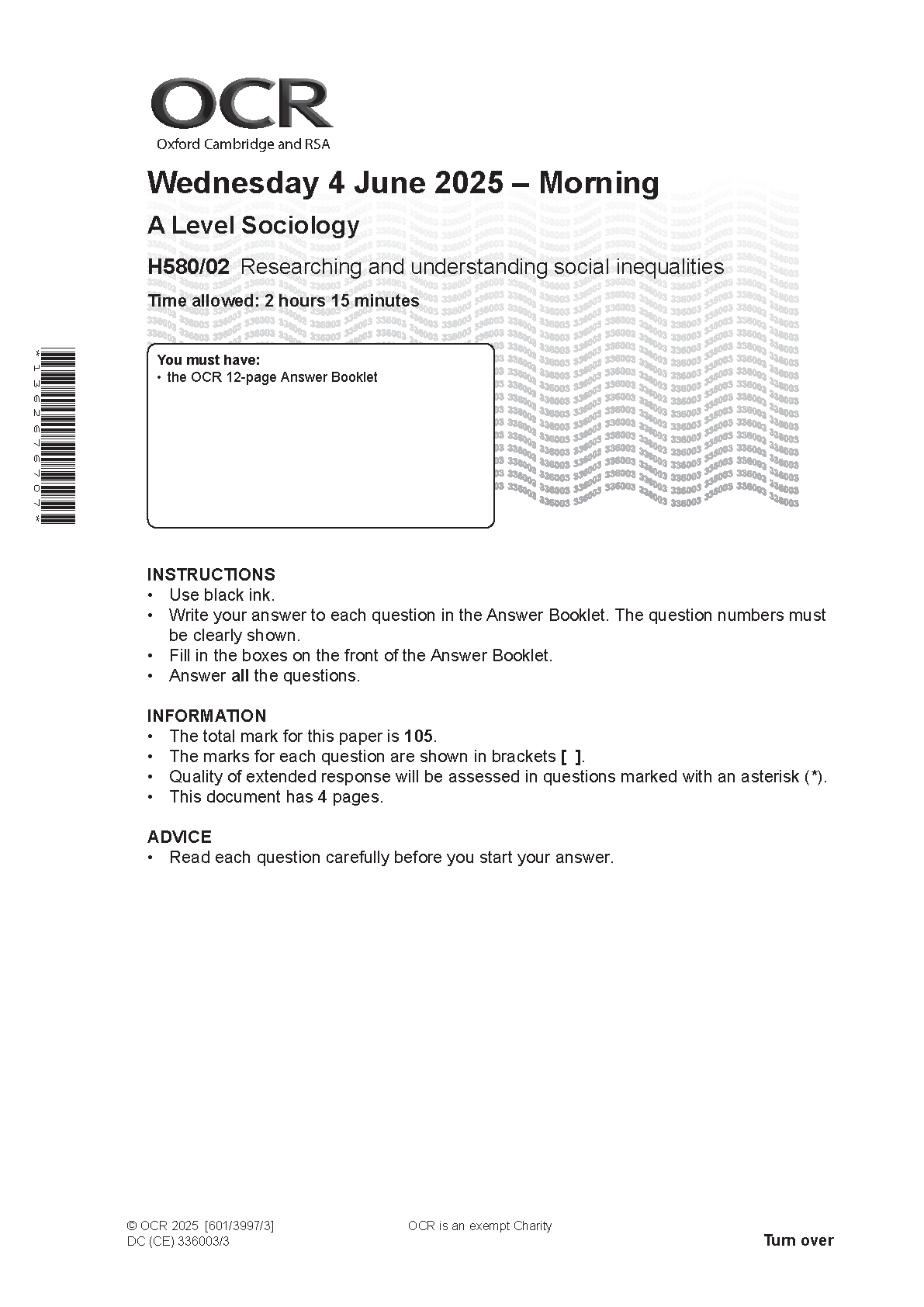 OCR A Level Sociology Paper 2 2025 Question Paper IMG-1