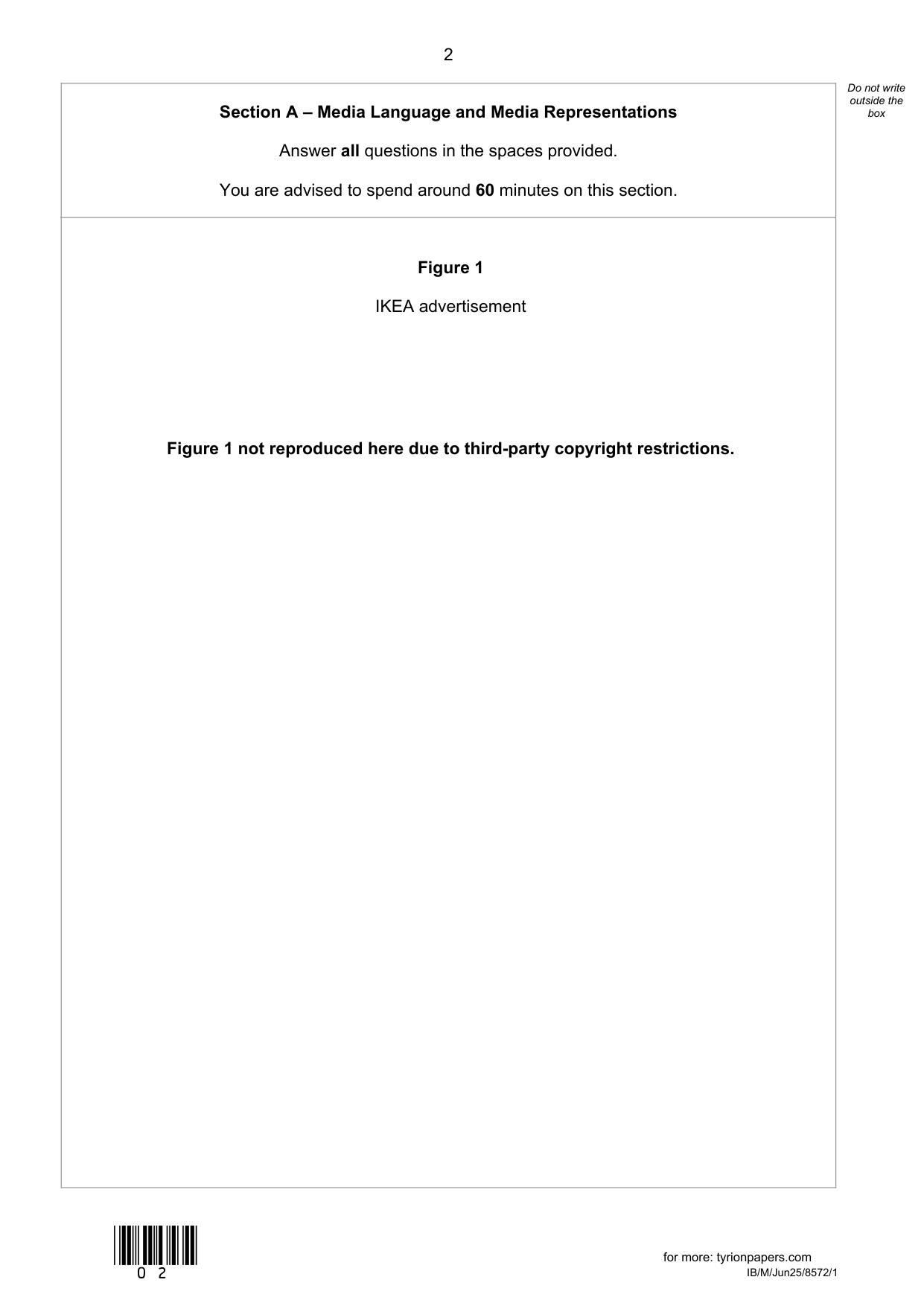 AQA GCSE Media Studies  Paper 1 2025 Question Paper