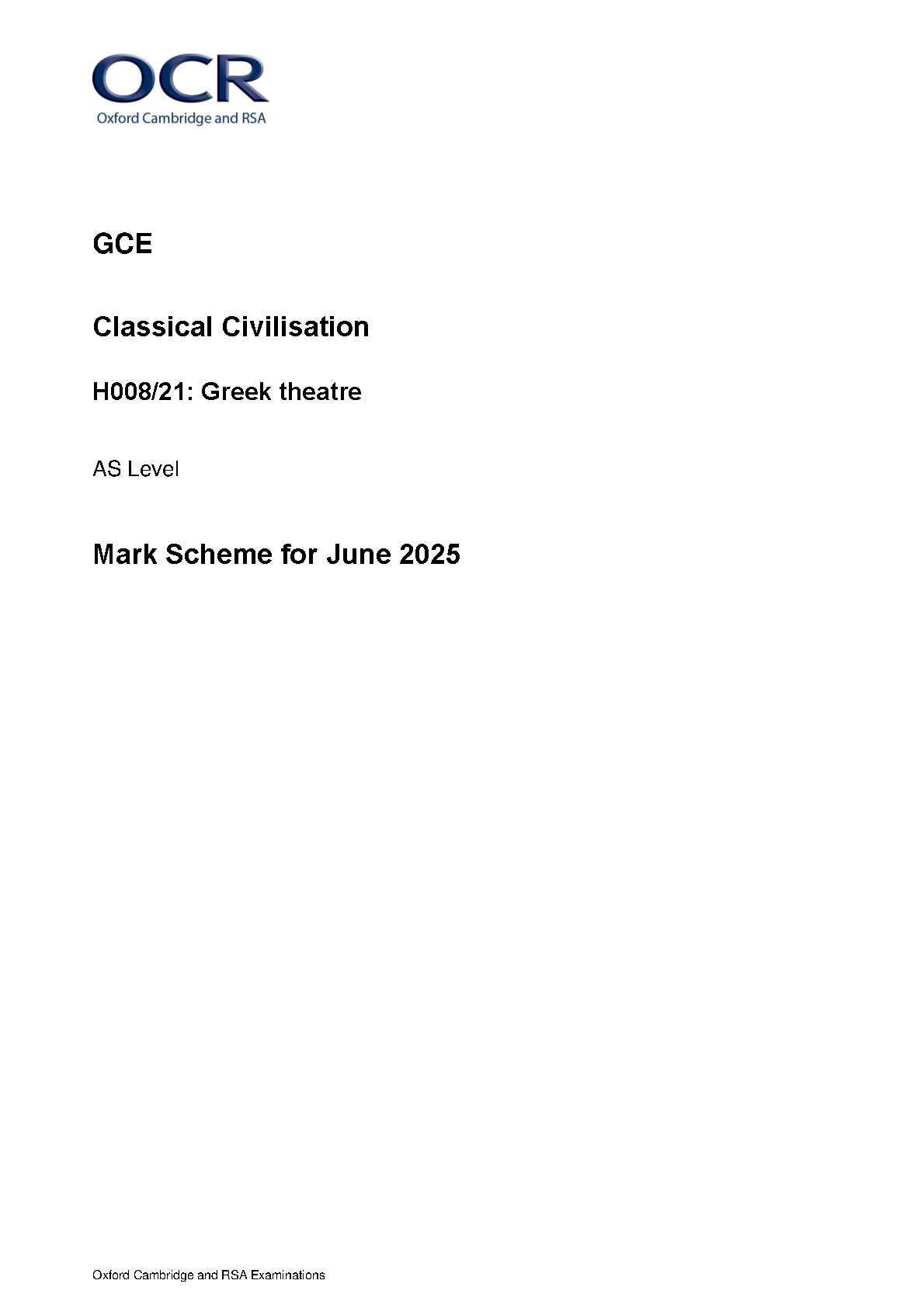 OCR AS Classical Civilisation Paper 21 Mark Scheme IMG-1