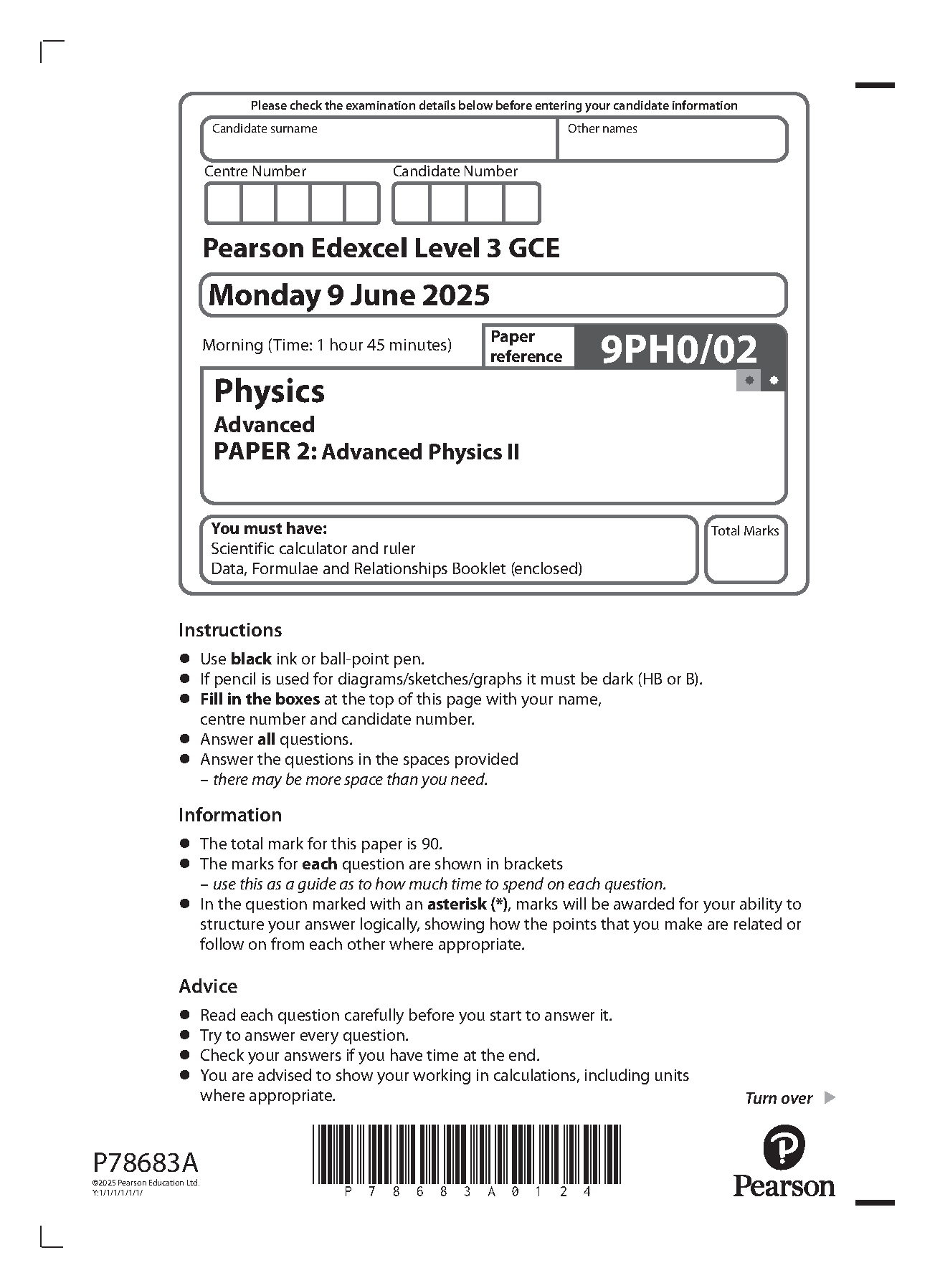 Pearson Edexcel A Level Physics 2025 Paper 2 Question Paper IMG-1