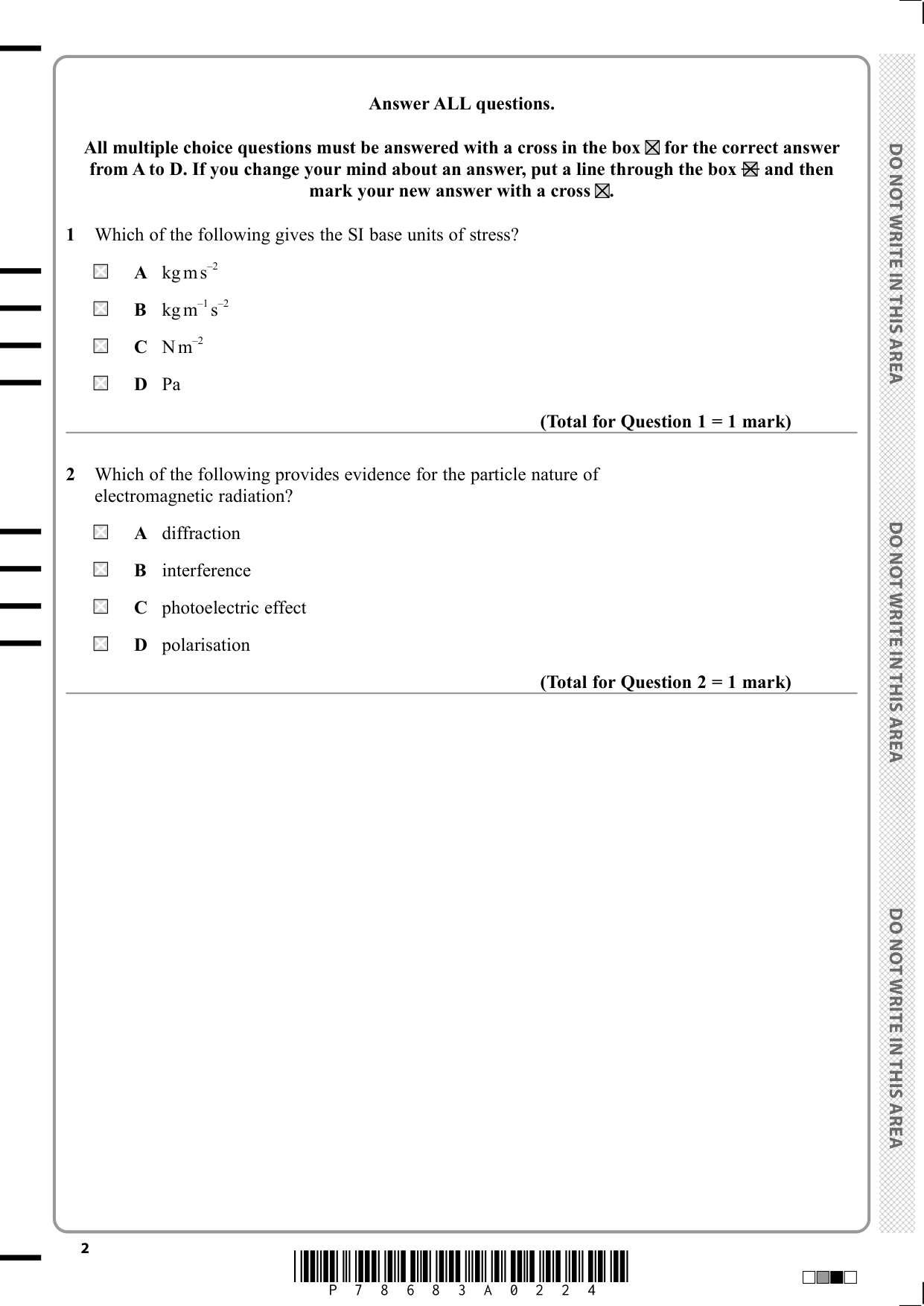 Pearson Edexcel A Level Physics 2025 Paper 2 Question Paper