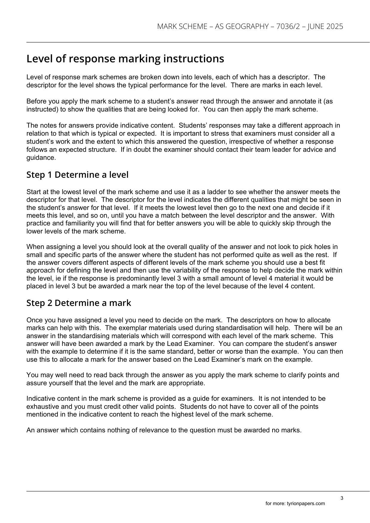 AQA AS Geography Paper 2 2025 Mark Scheme IMG-3