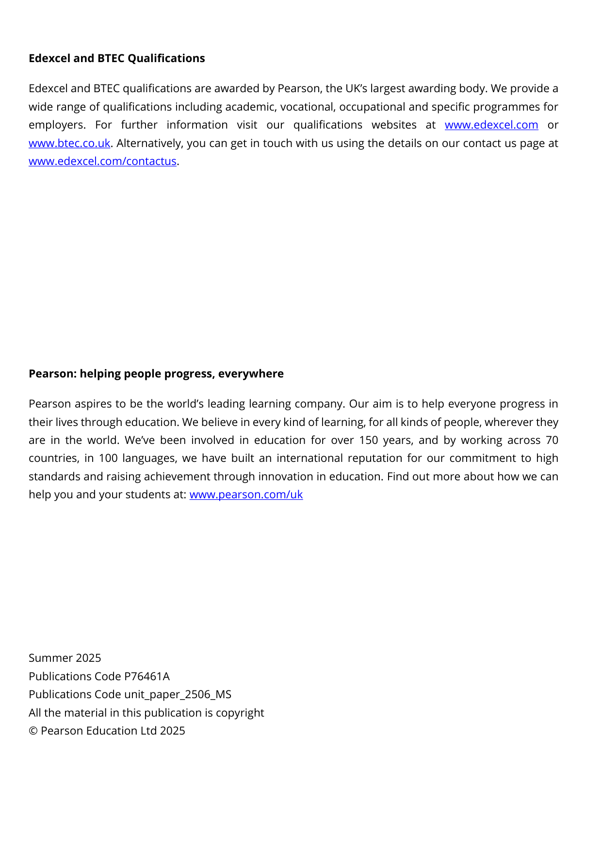 Pearson Edexcel GCSE Citizenship Paper 2 2025 Mark Scheme