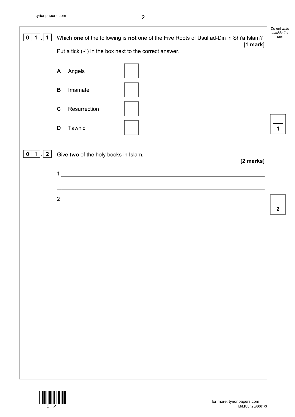 AQA GCSE Religious Studies Islam Paper 3 2025 Question Paper