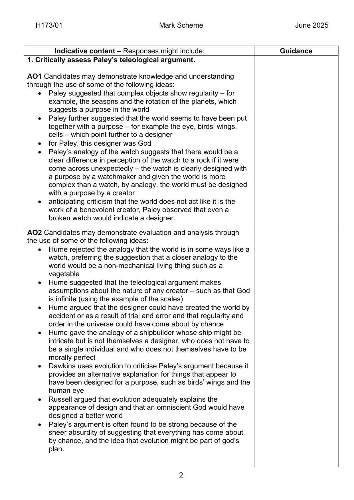 OCR AS Religious Studies Paper 1 2025 Mark Scheme IMG-3