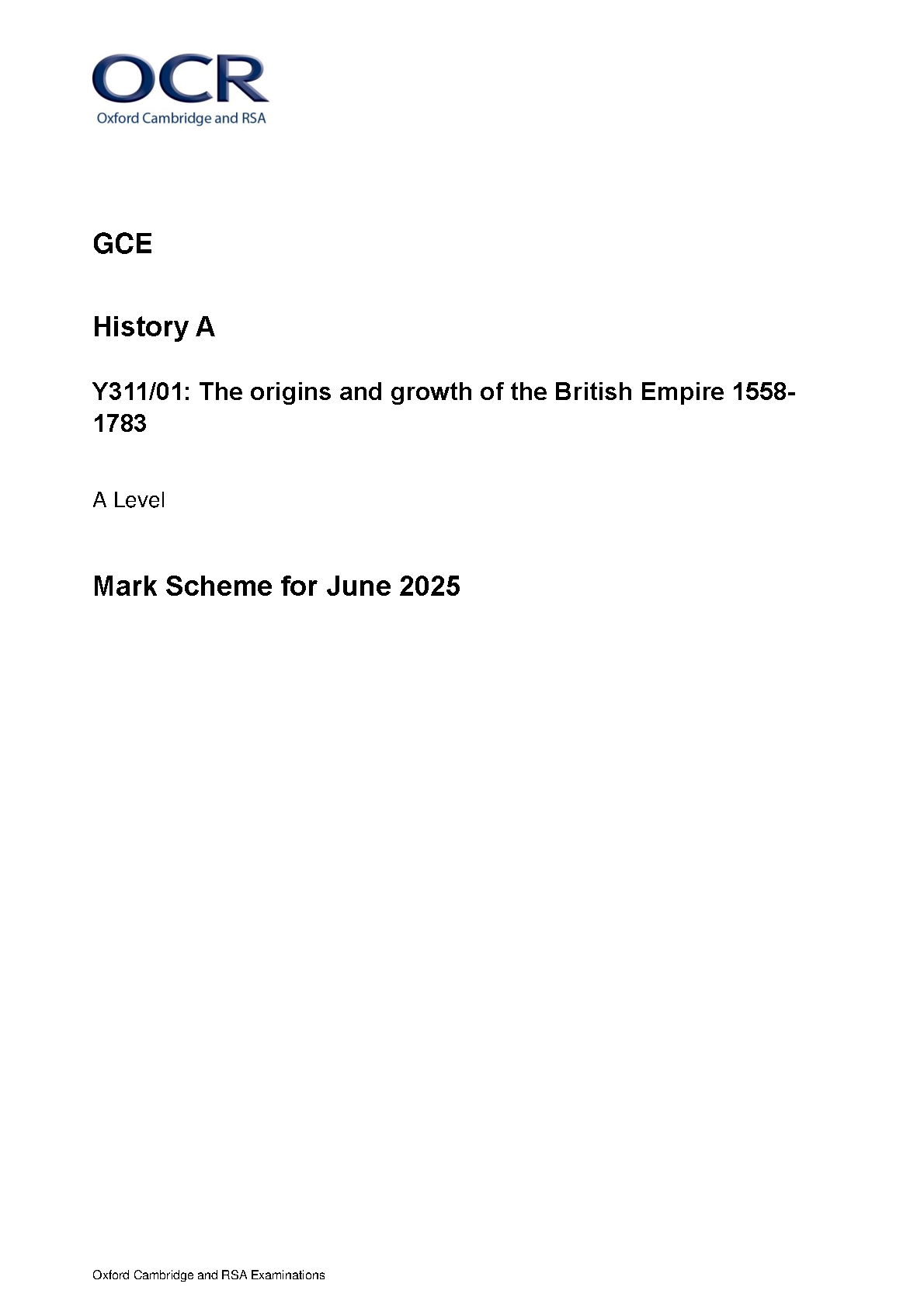 OCR A Level History A British Empire Origins 2025 Ms IMG-1