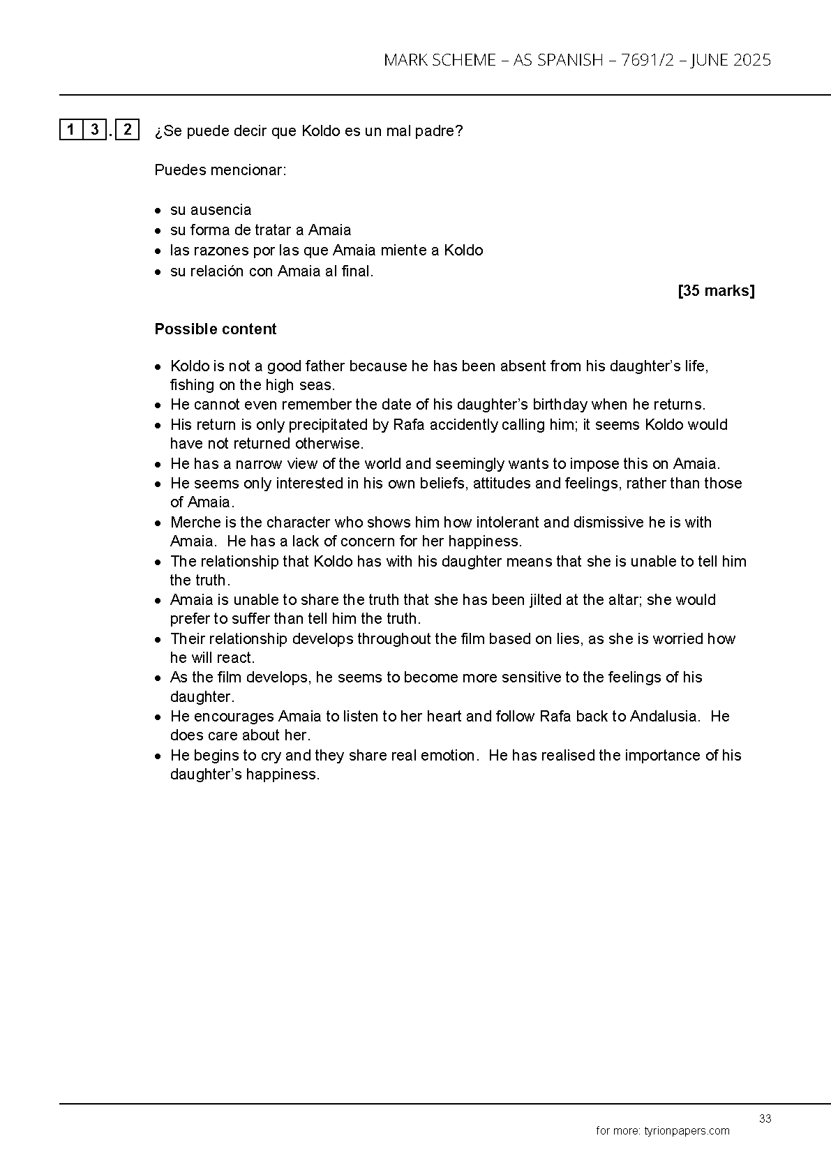 AQA AS Spanish Paper 2 2025 Mark Scheme PDF IMG-1