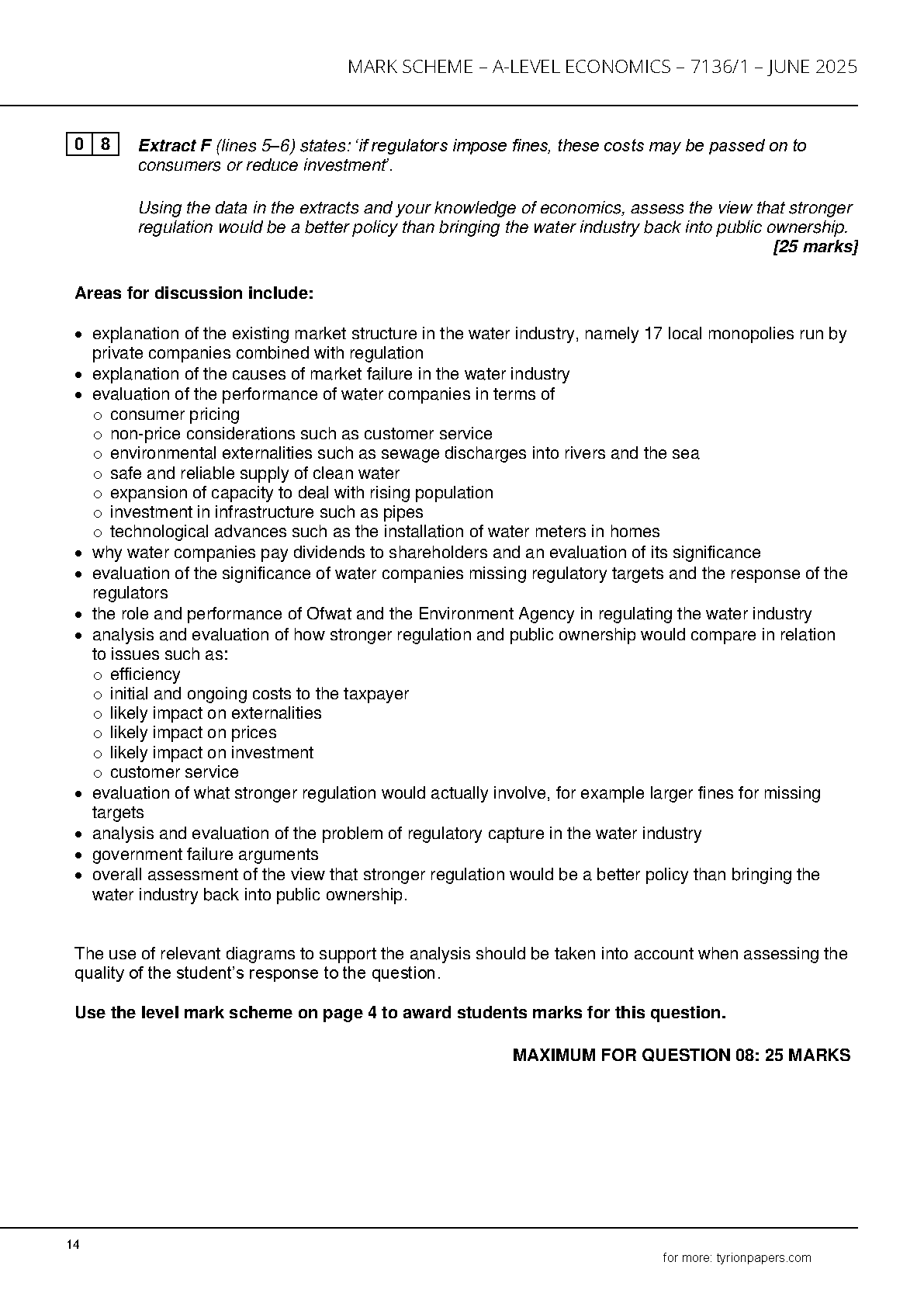 AQA A Level Economics Paper 1 2025 Mark Scheme PDF IMG-1