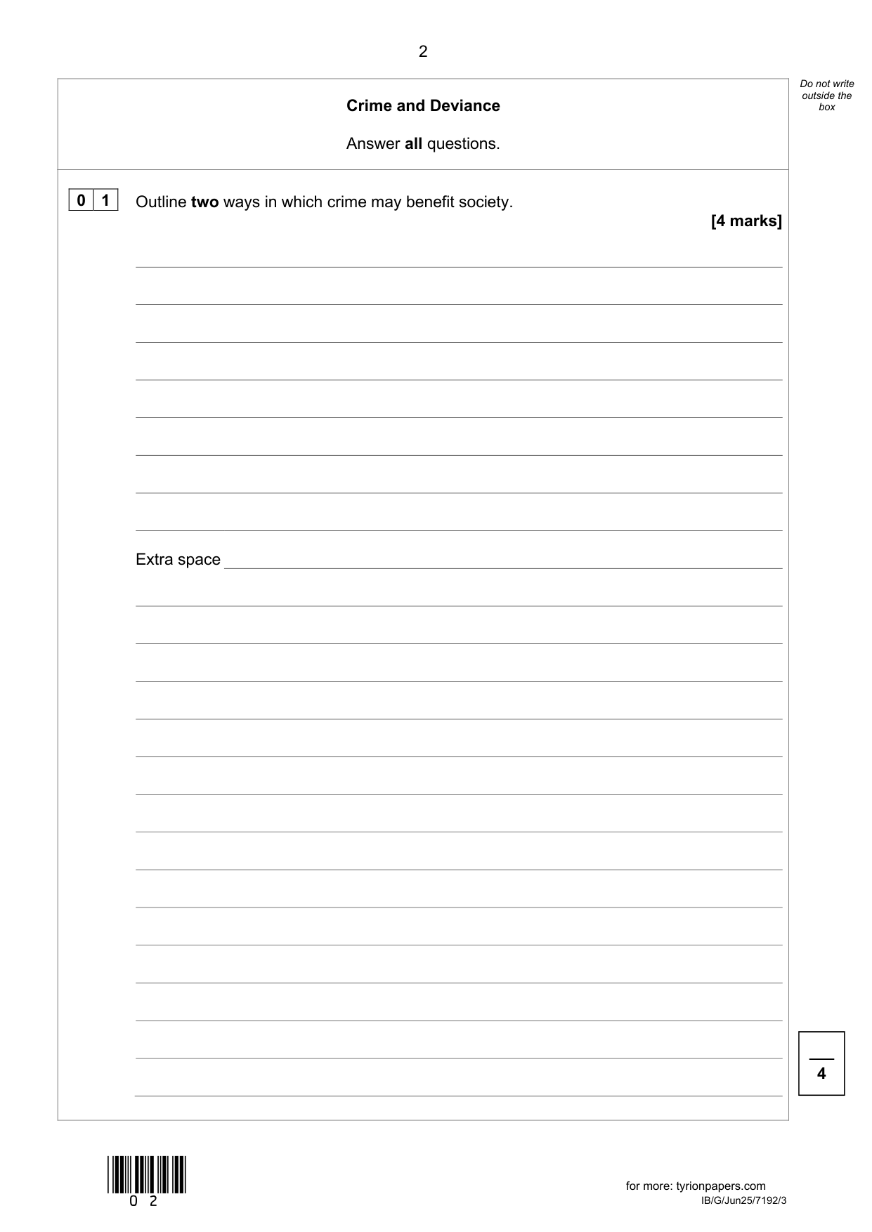 AQA A Level Sociology Paper 3 2025 Question Paper
