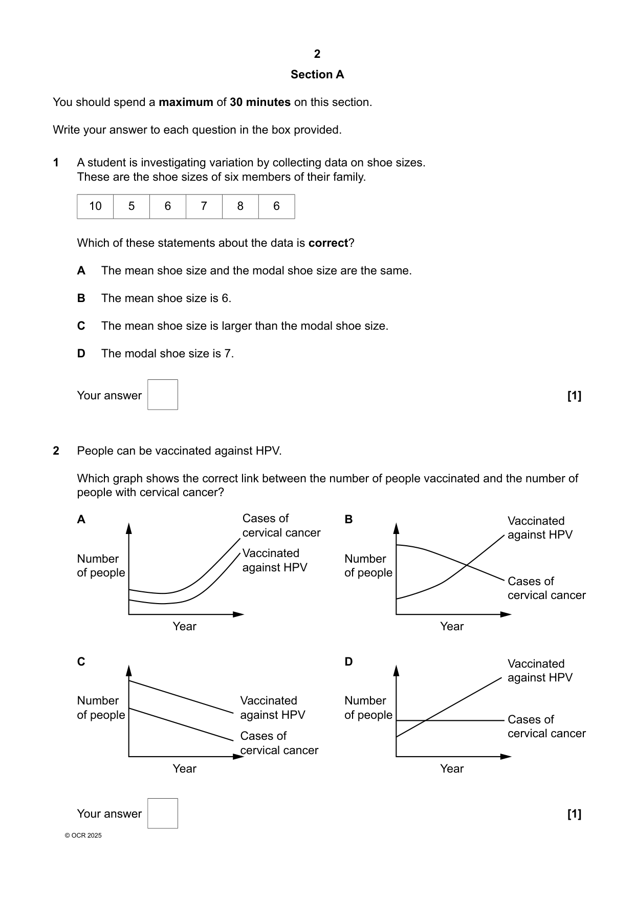 OCR Biology A Higher Tier Paper 4 2025 Question Paper PDF