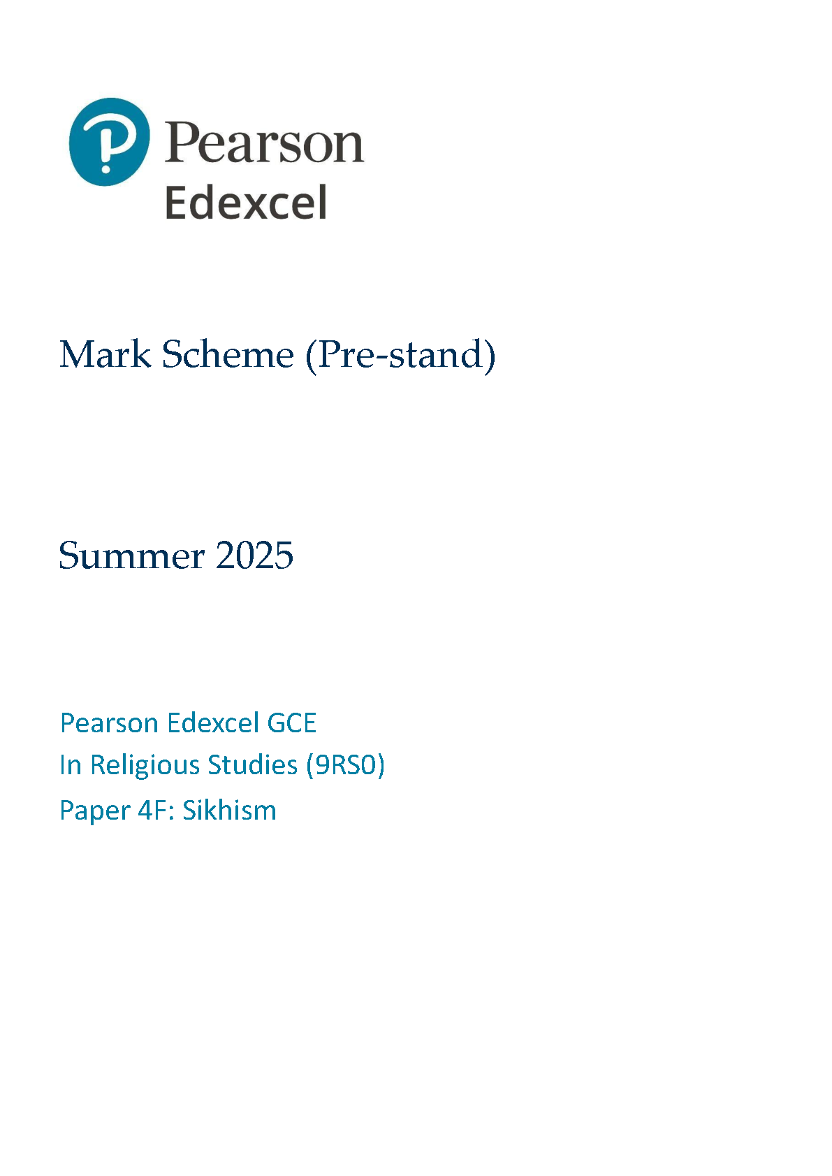 Pearson Edexcel A Level Religious Studies Paper 4F 2025 Ms IMG-1