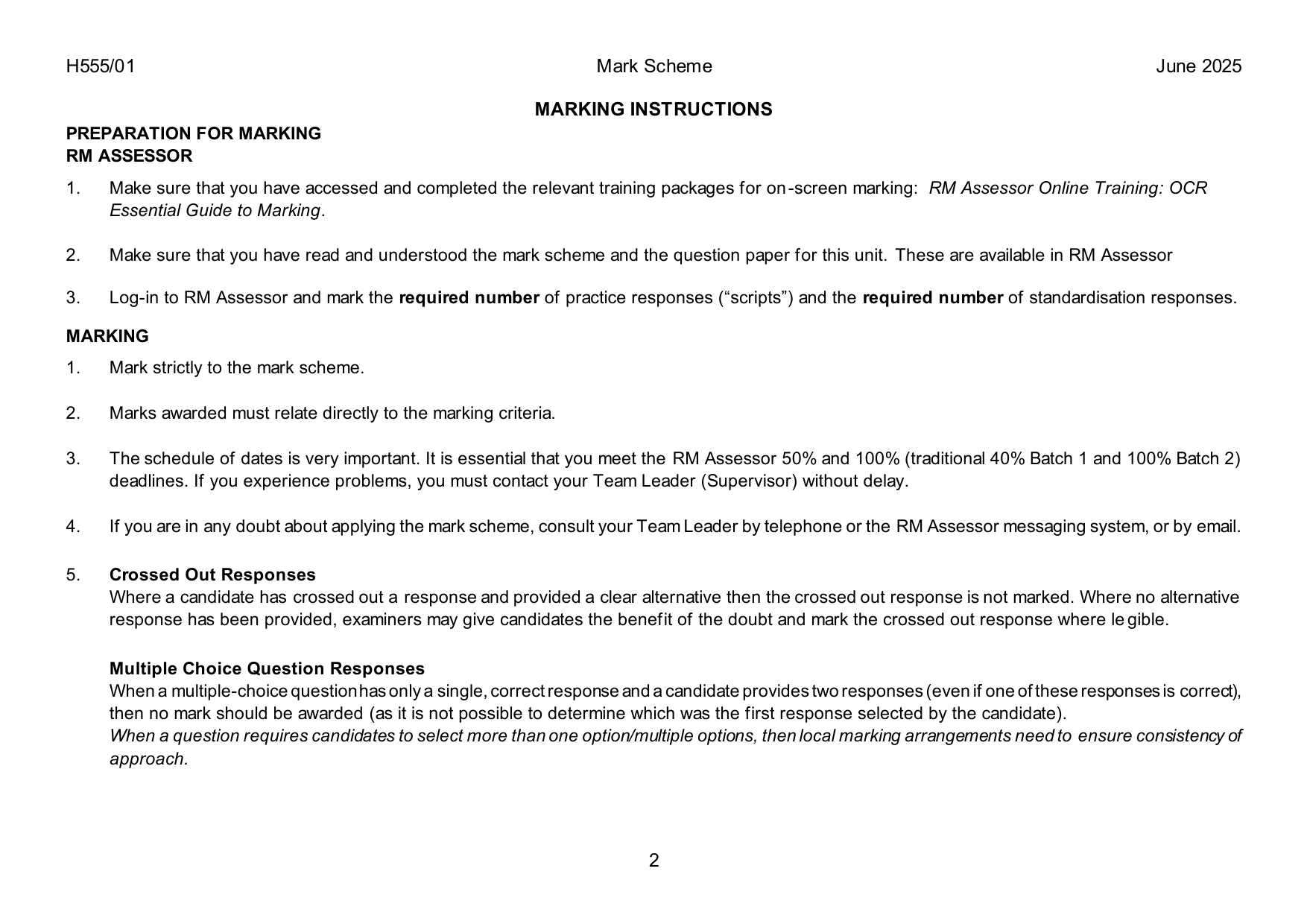 OCR A Level Physical Education Paper  2025 Mark Scheme Guide IMG-3