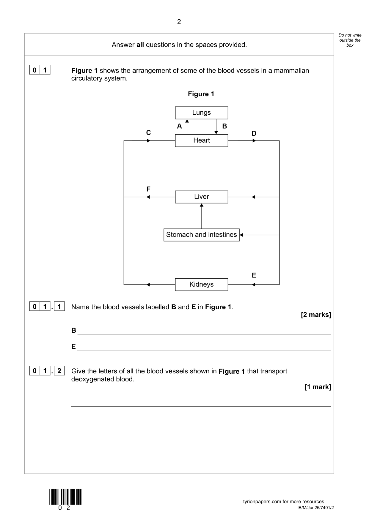 AQA AS Biology Paper 2 2025 Question Paper PDF
