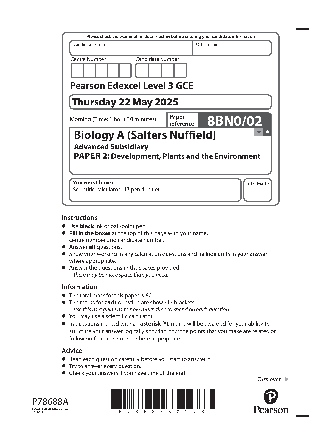 Pearson Edexcel AS Biology  Paper 2 2025 Question Paper IMG-1