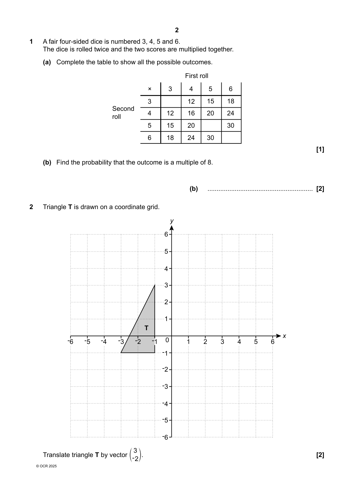 OCR GCSE Maths Paper 6 2025 Question Paper PDF