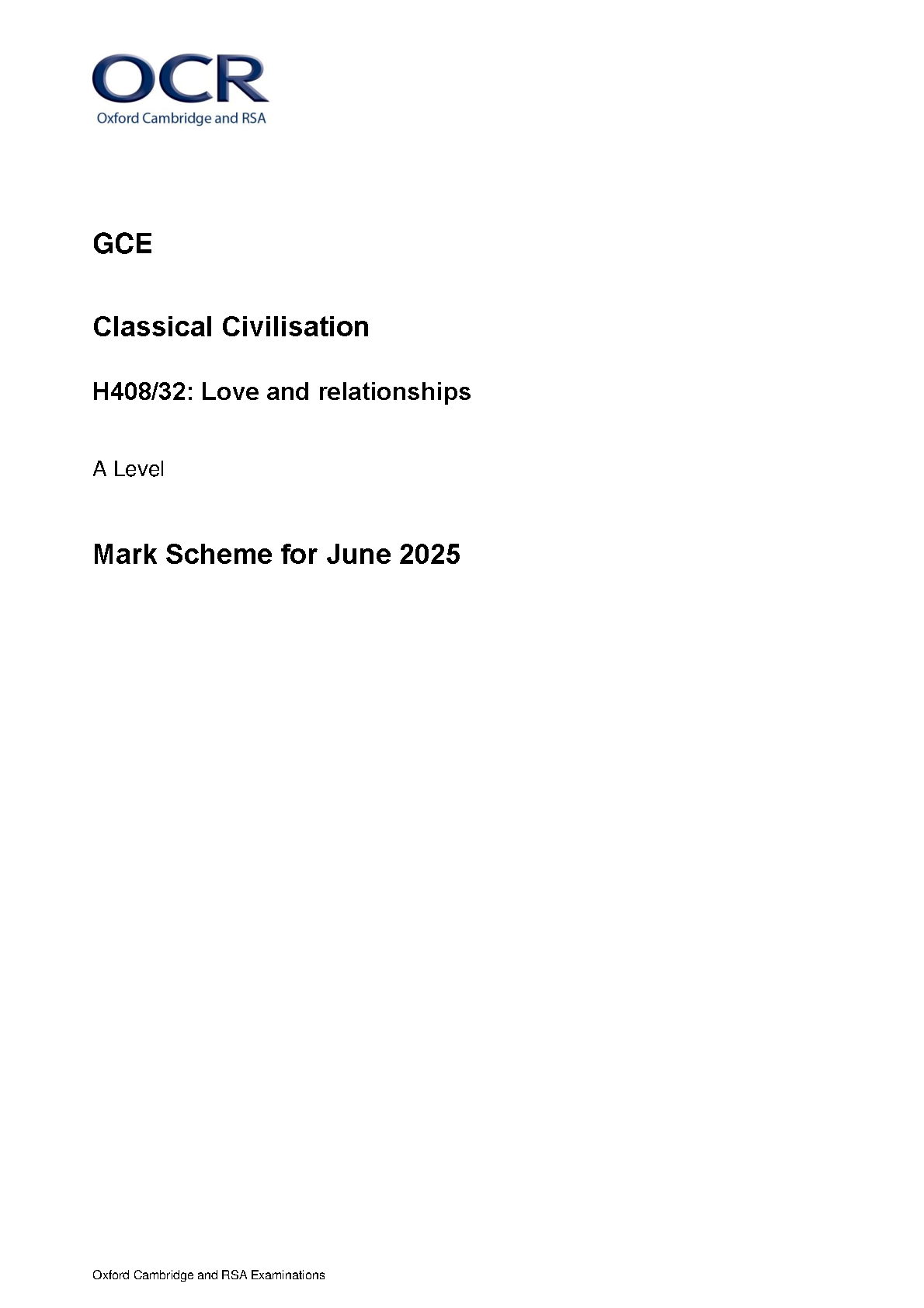 OCR A Level Classical Civilisation Paper 32 2025 Mark scheme IMG-1
