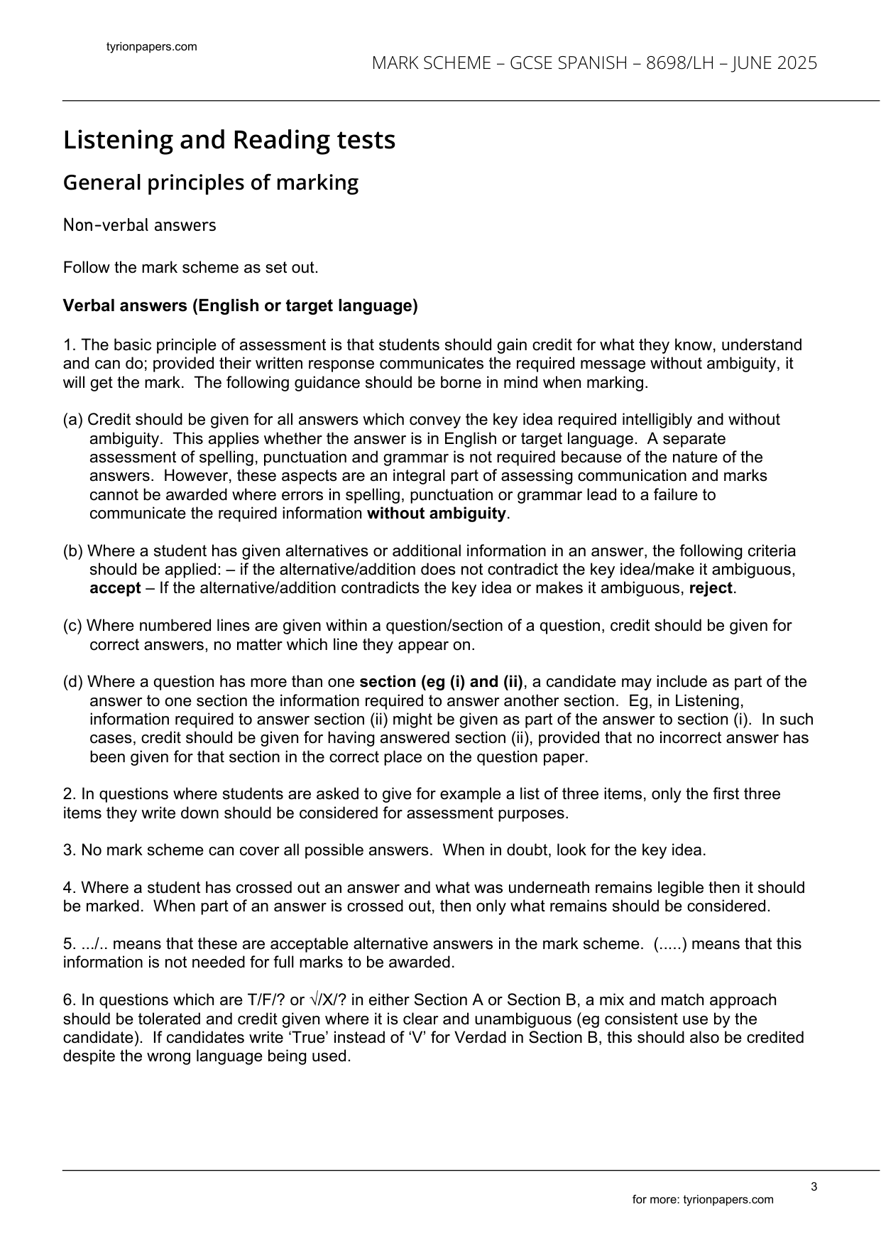 AQA GCSE Spanish Higher Listening Paper 1H 2025 M S IMG-3