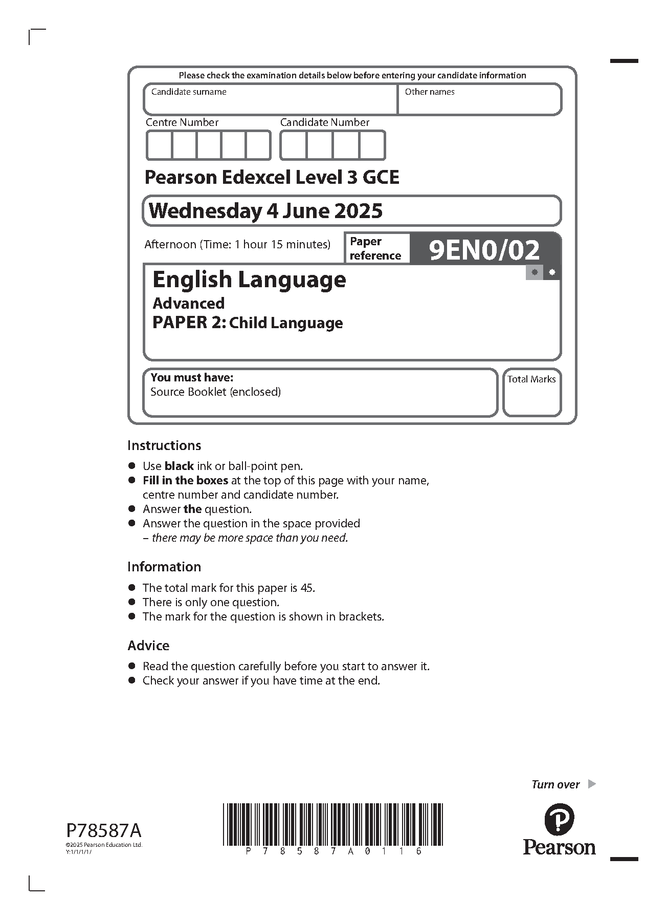 Pearson Edexcel A Level English Language Paper 2 2025 QP IMG-1
