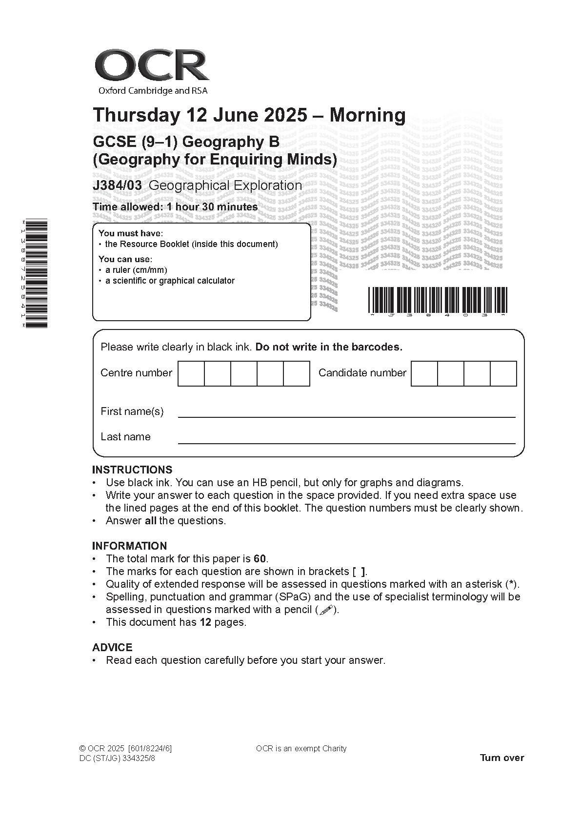 OCR GCSE Geography Paper 3  2025 Question Paper PDF IMG-1