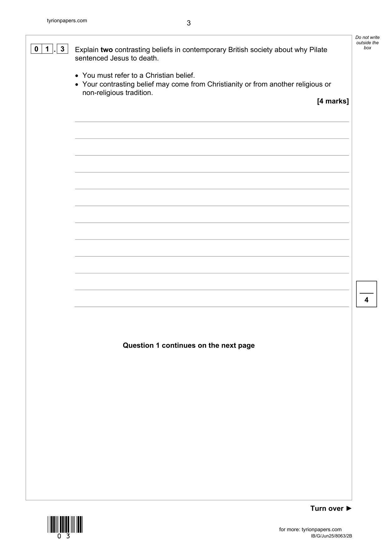 AQA GCSE Religious Studies B Paper 2b 2025 Question Paper IMG-3
