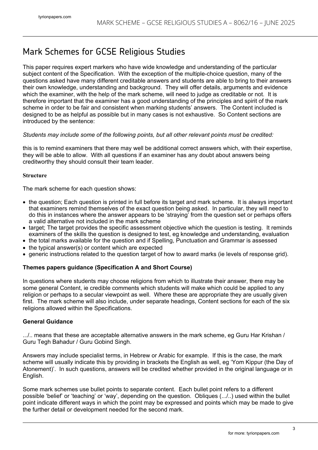 AQA GCSE Religious Studies A Paper 1 2025 Mark Scheme IMG-3