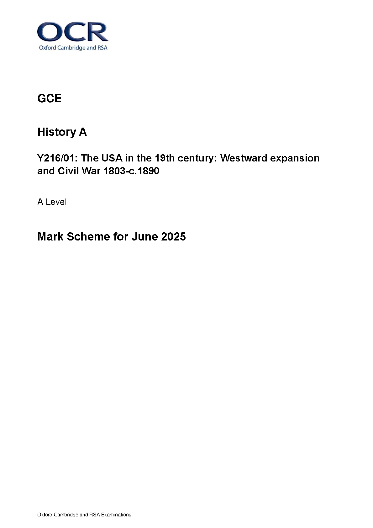 OCR A Level History A USA Westward Expansion 2025 Ms IMG-1