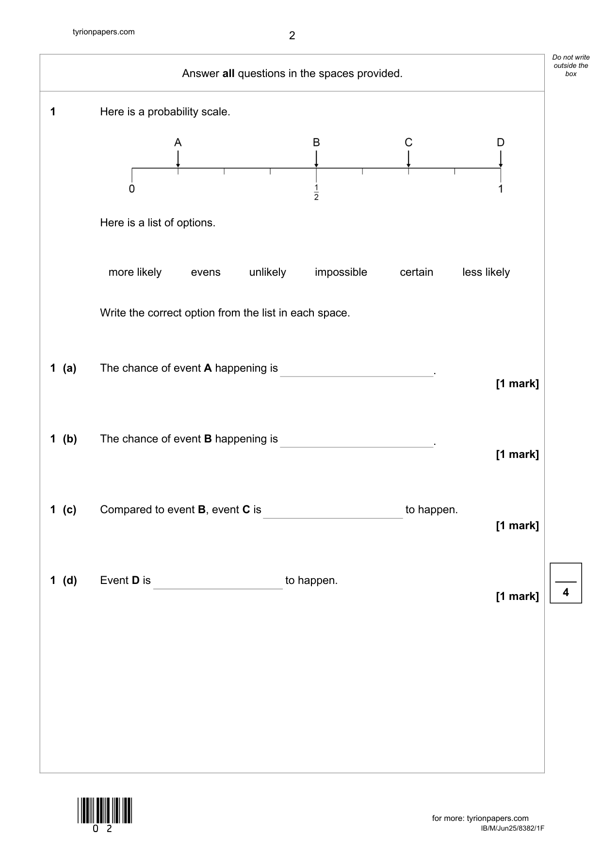 AQA GCSE Statistics Paper 1F Question Paper