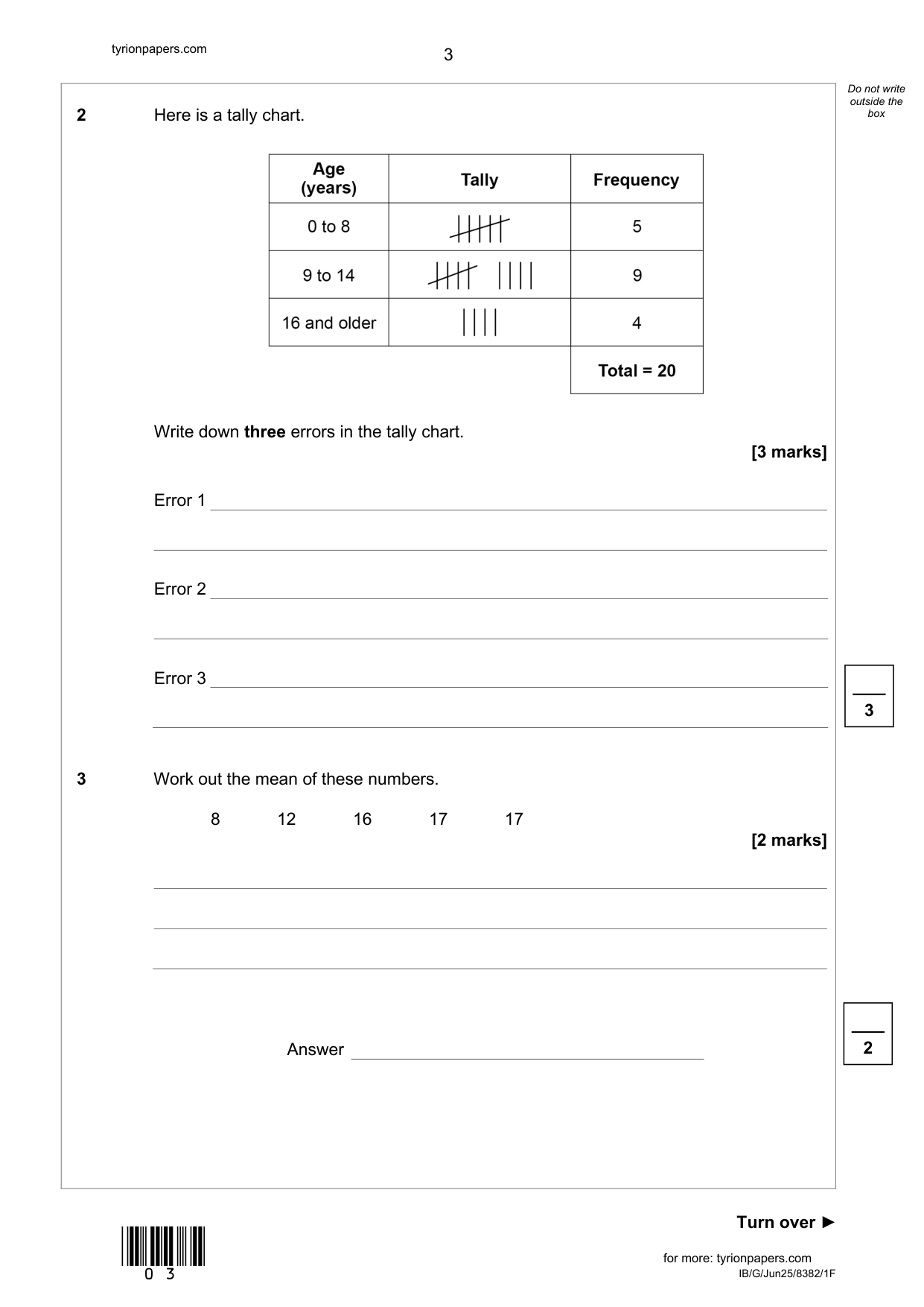 AQA GCSE Statistics Paper 1F Question Paper IMG-3