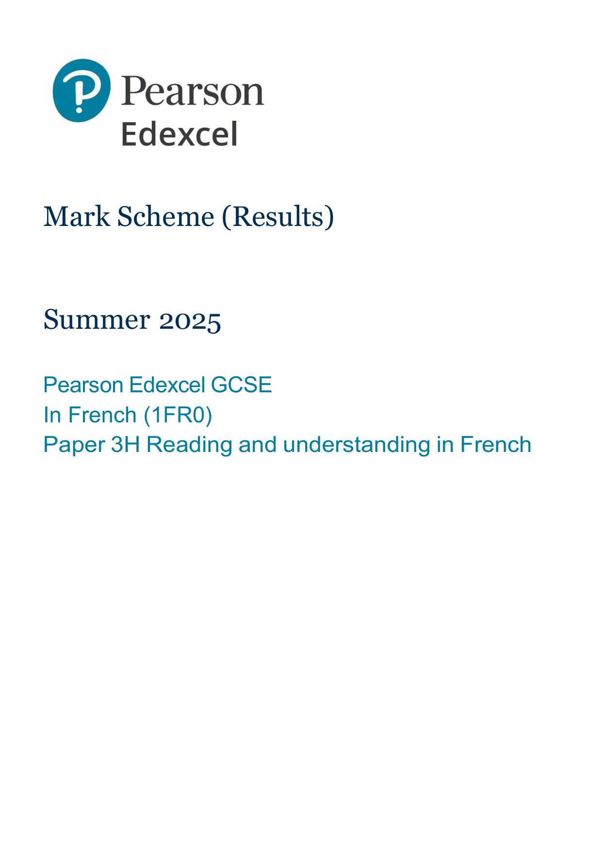 Pearson Edexcel AS History Paper 2H 2025 Mark Scheme PDF