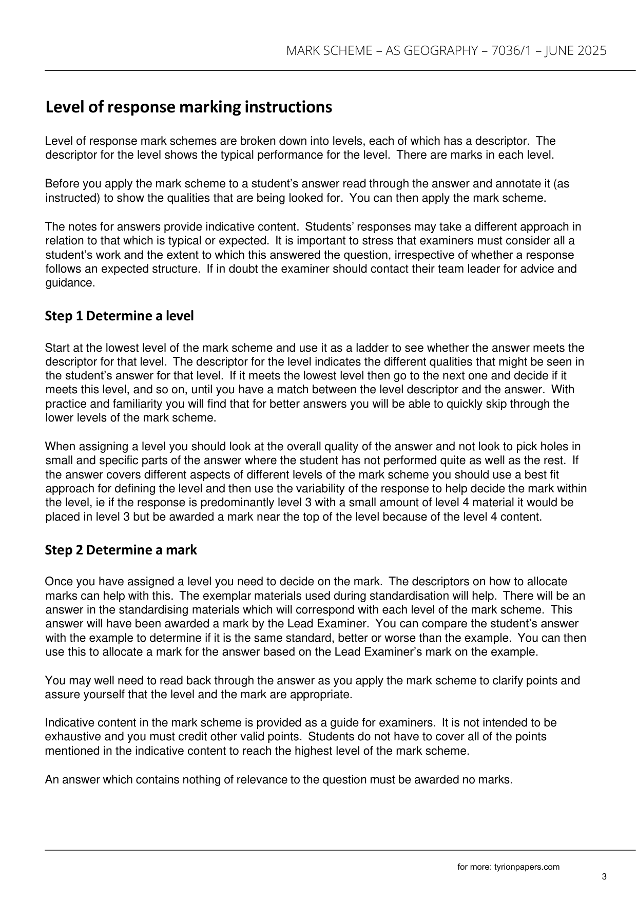 AQA AS Geography Paper 1 2025 Mark Scheme IMG-3