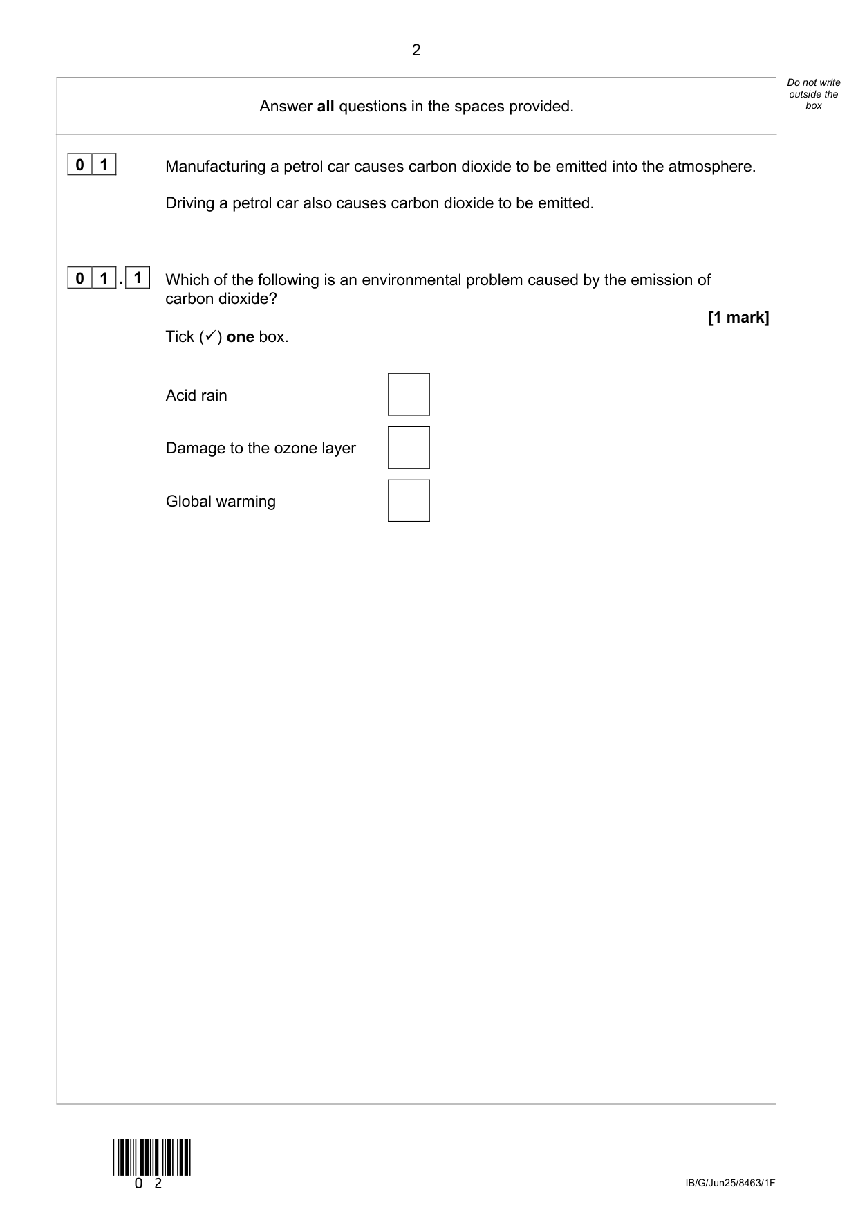 AQA GCSE Physics 1F 2025 Question Paper PDF