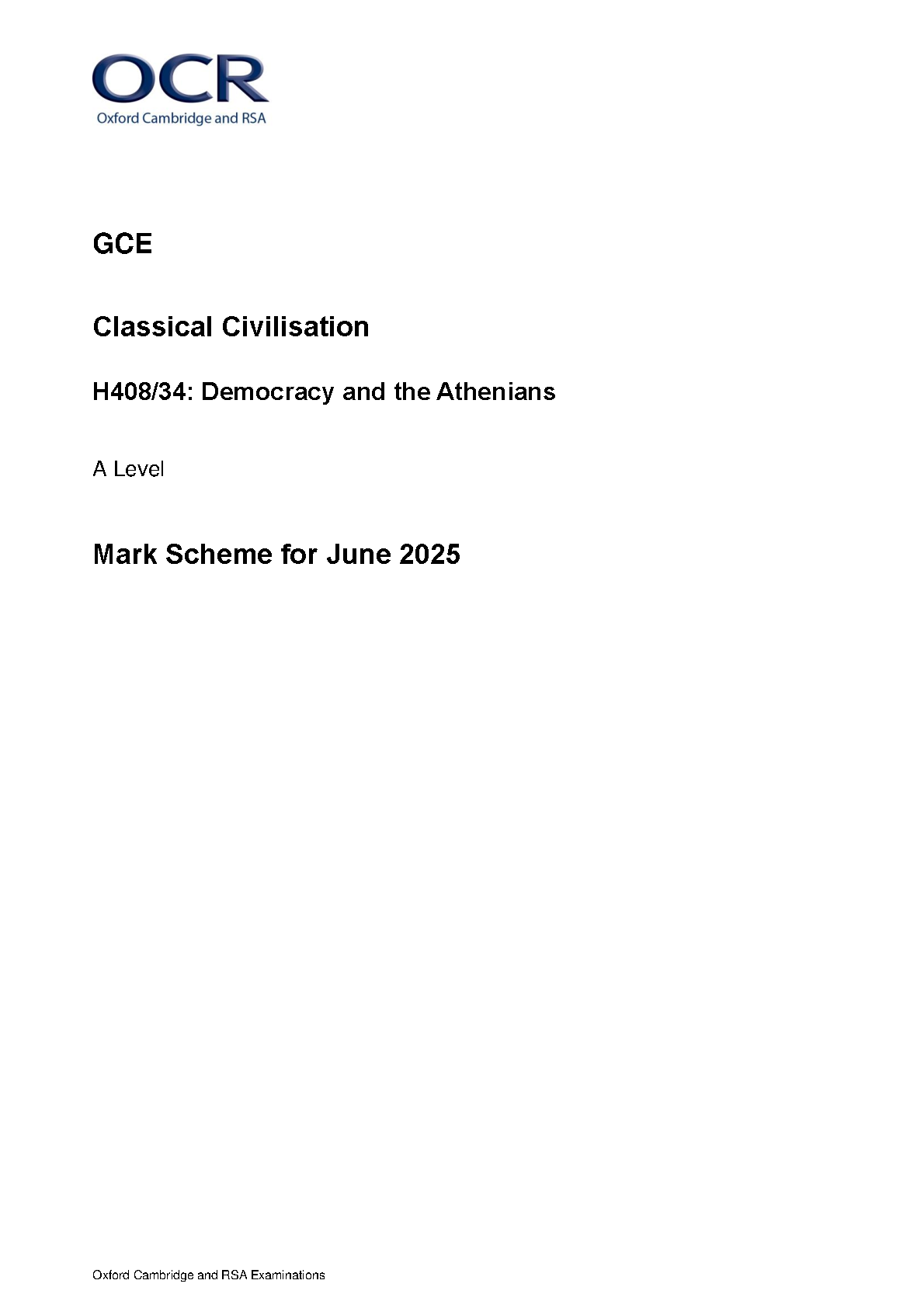 OCR A Level Classical Civilisation Paper 34 2025 Mark scheme IMG-1