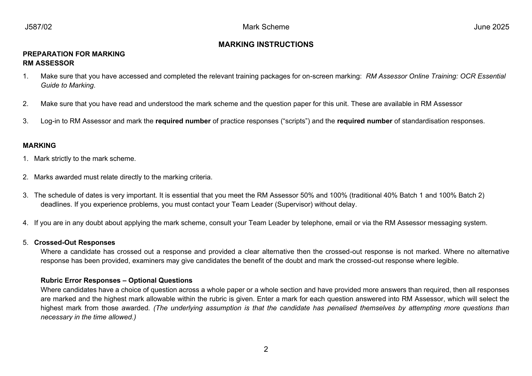 OCR GCSE Physical Education Paper 2 2025 Mark Scheme PDF IMG-3