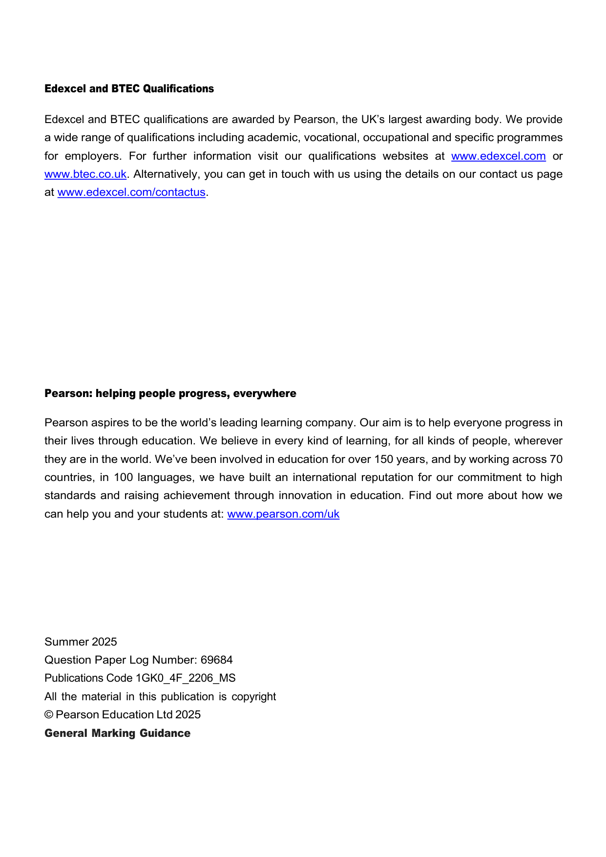 Pearson Edexcel GCSE Greek Paper 4F 2025 Mark Scheme PDF
